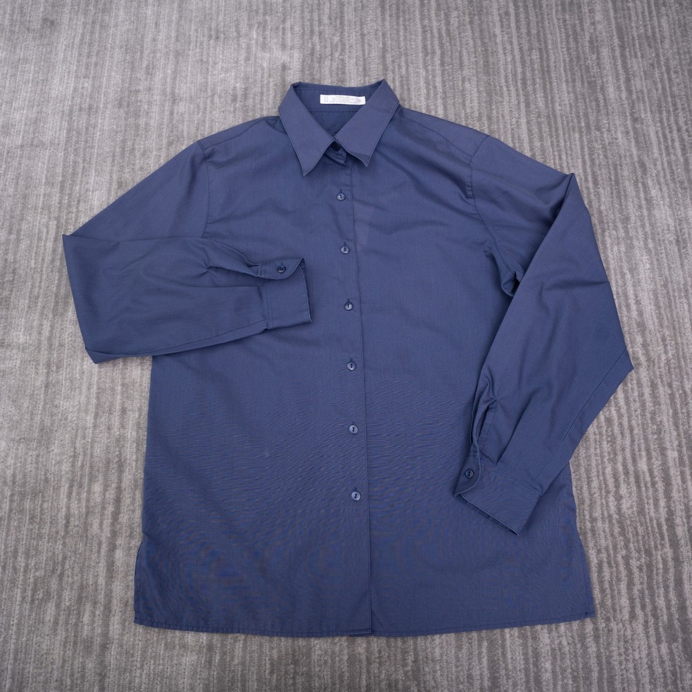 Foxcroft Button Down Shirt Womens 10 Blue Excellent Wrinkle Free Long Sleeve